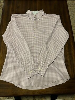 Brooks brothers purple and white check dress shirt.